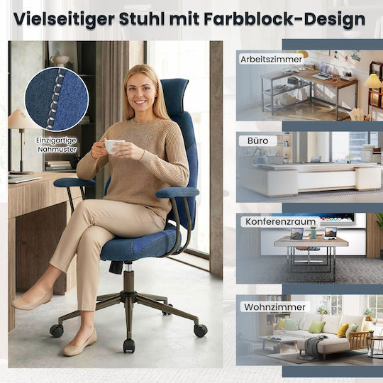 Costway Costway Bürostuhl mit Einstellbaren Arme Blau