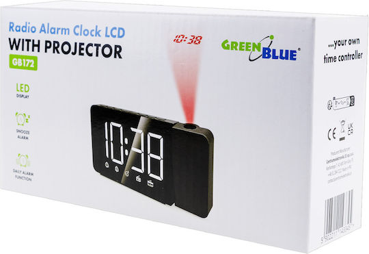Green Blue Масов Дигитален Часовник LED с Будилник и Радио Черен GB172