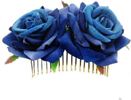 Zwillings Blumen Haarspange Mit Blauen Rosen