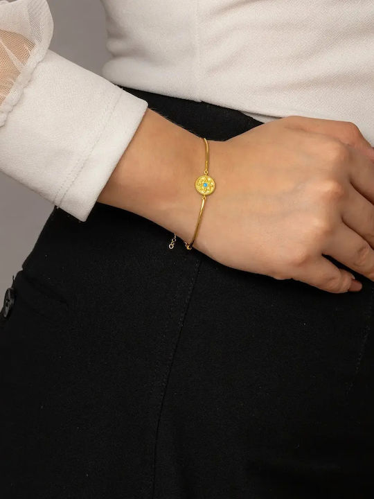 Women's Bracelet Handcuffs made of Gold 14K with Zircon