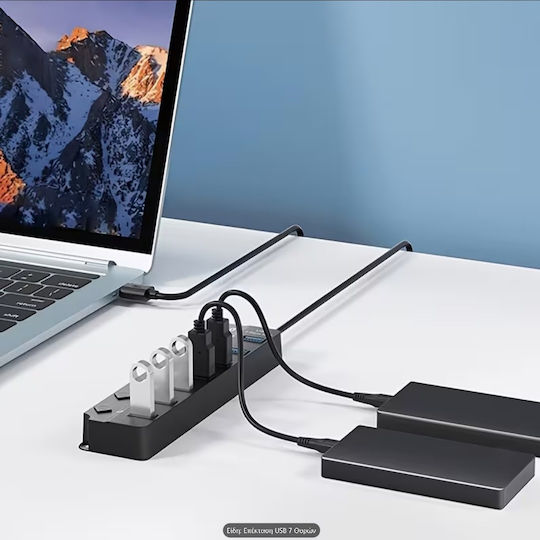 USB-Hub 3.0 7 Anzahl der Anschlüsse Individuelle Schalter Ein/Aus Anzeigeleuchten 5-2342