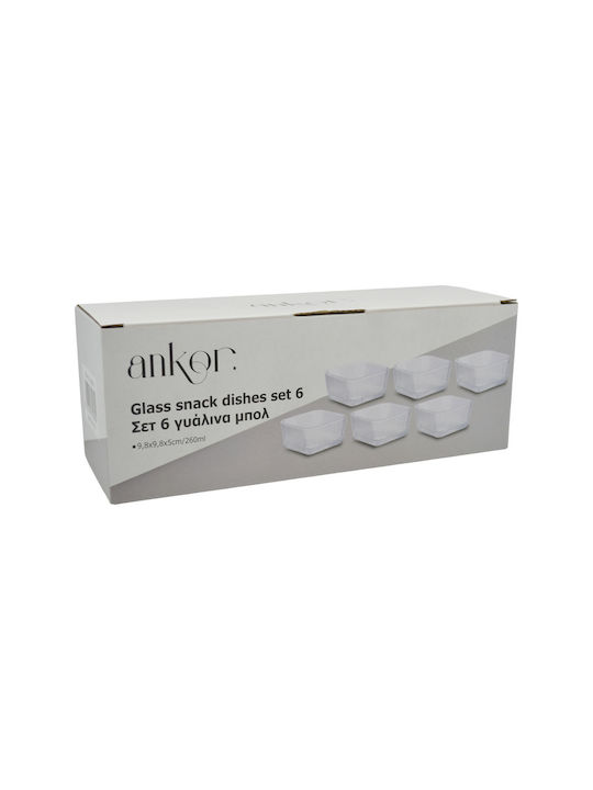 Ankor Μπωλ Σερβιρίσματος Τετράγωνο Γυάλινο 9.8x9.8εκ. 6τμχ Ankor Μπωλ Σερβιρίσματος Τετράγωνο Γυάλινο 9.8x9.8εκ. 6τμχ