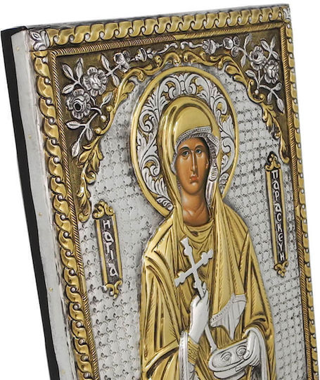 St Paraskevi Silver Gilded Icon 28x22cm