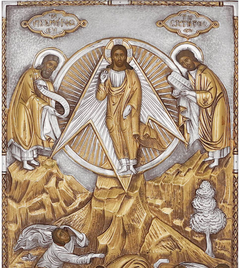 Die Verklärung Silberne Heiligenikone Vergoldet 36x26cm