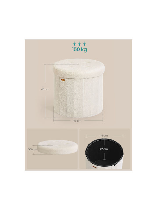 Stool For Living Room With Storage Space Wooden Ecru 47x47x45cm