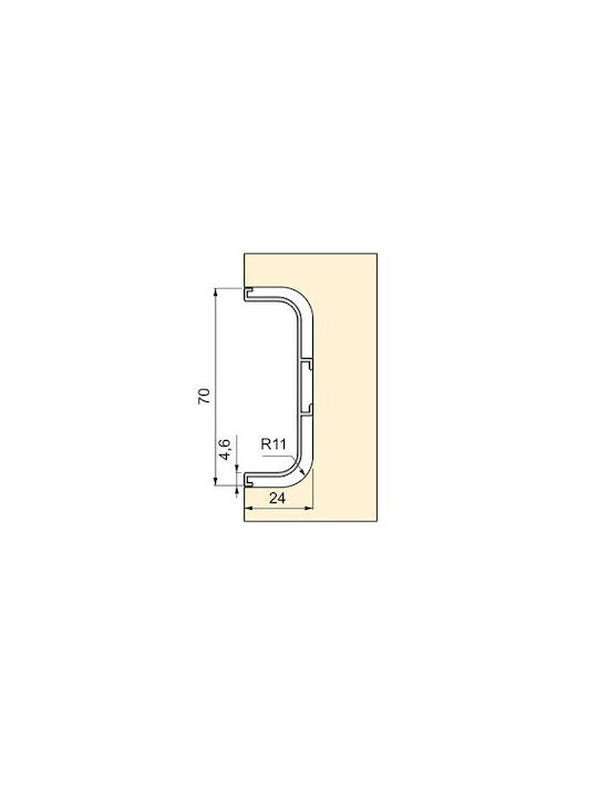 Προφιλ Gola C Διπλο Κεντρικο Emuca 3900mm Μαύρο