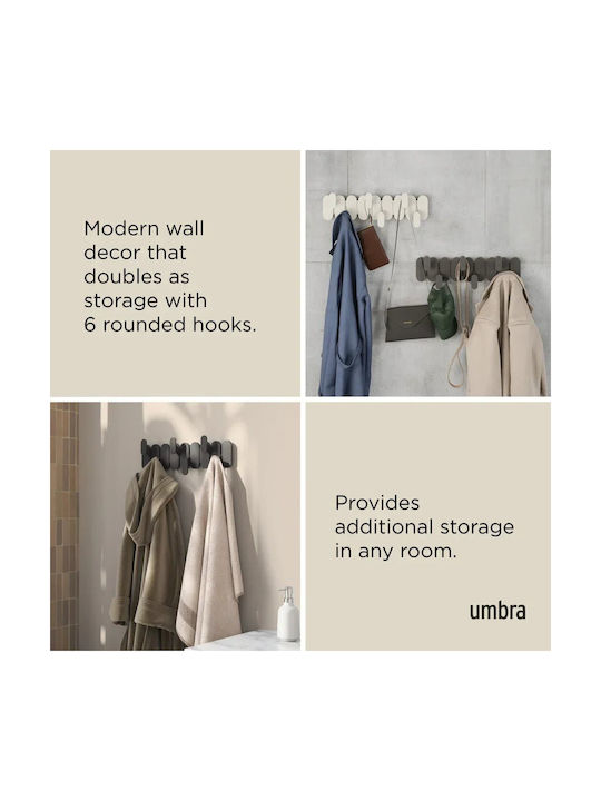 Umbra Plastic Wall Hanger 6 Hooks Beige 64x2.5x18.4cm