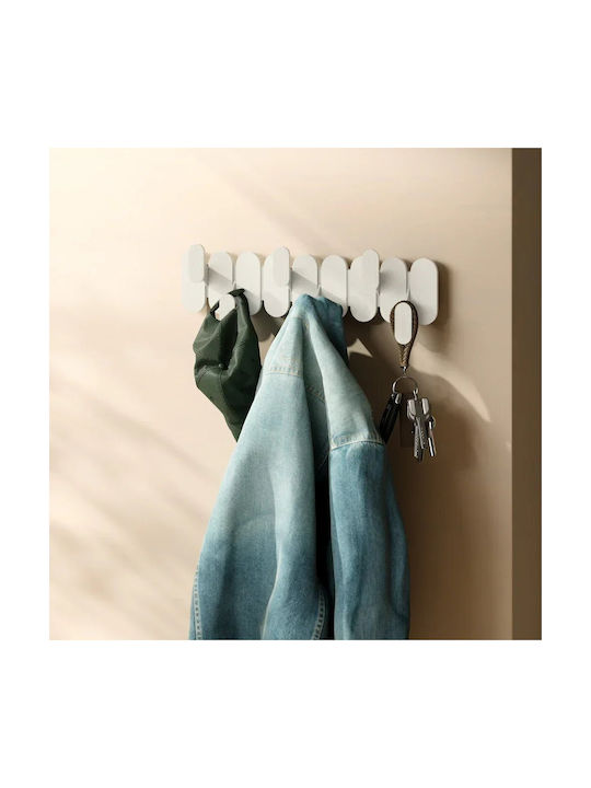 Umbra Plastic Wall Hanger 6 Hooks Beige 64x2.5x18.4cm