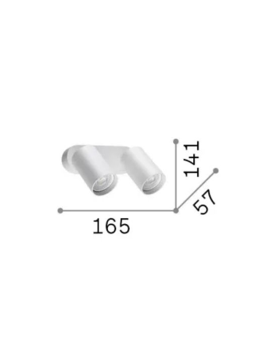 Ideal Lux Dynamite AP2 Διπλό Σποτ σε Λευκό Χρώμα