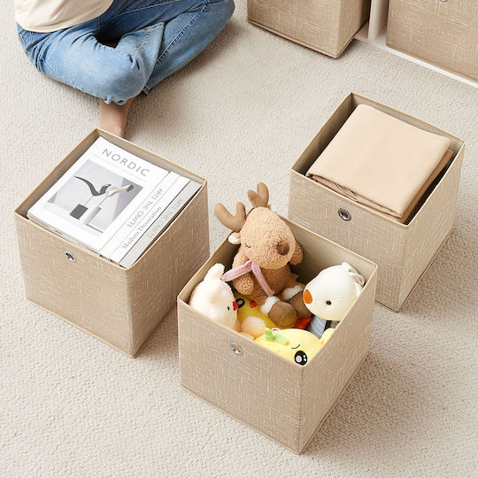 Songmics Fabric Storage Box with Lid Beige 30x30x30cm 6 Pieces