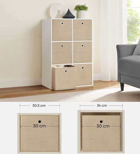 Songmics Fabric Storage Box with Lid Beige 30x30x30cm 6 Pieces