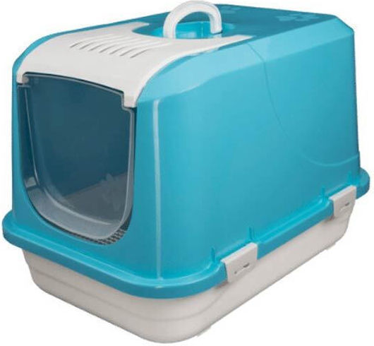 Katzentoilette Geschlossen mit Filter und Sieb Blau L66 x B46 x H46cm