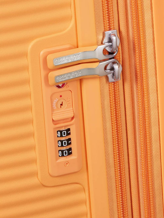 American Tourister Soundbox Βαλίτσα Ταξιδίου Καμπίνας Σκληρή Papaya Pop με 4 Ρόδες Ύψους 55εκ.