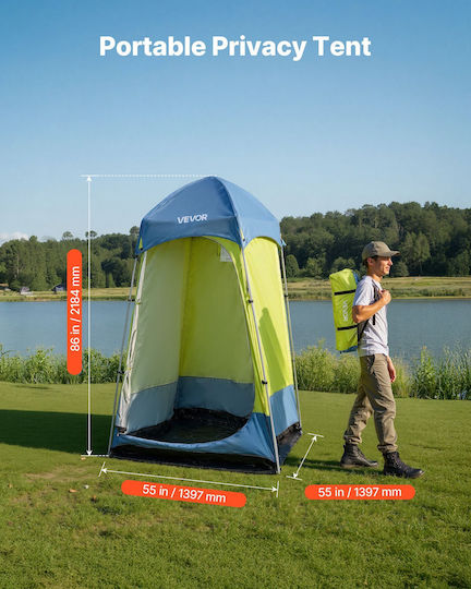 Vevor Camping Toilet Tent Blue 3 Seasons 139.7x139.7x218cm