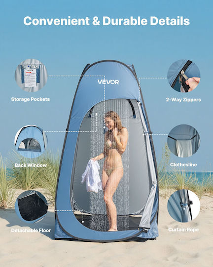 Vevor Σκηνή Camping Pop Up Τουαλέτας Μπλε 3 Εποχών 122x122x213εκ.