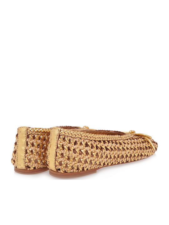 Leather Ballerinas Gold