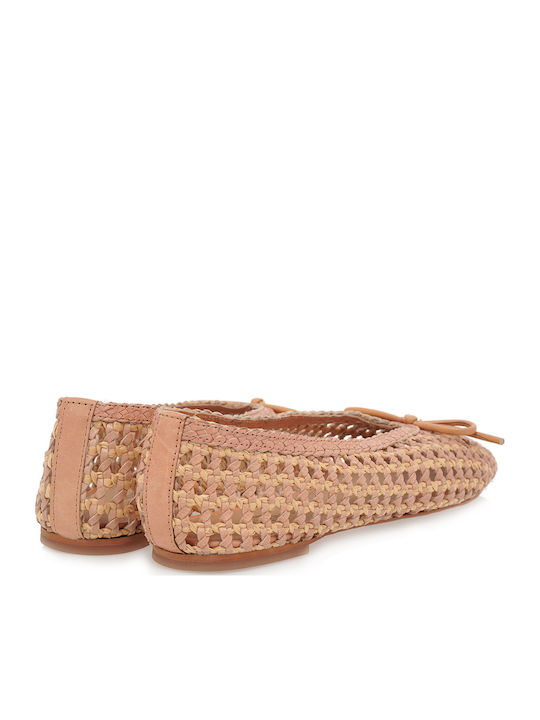 Leather Ballerinas Beige
