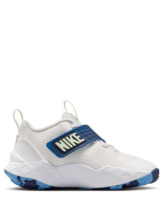 Team Hustle D 12 Kids Sports Basketball Shoes With Hoop & Loop Closure White