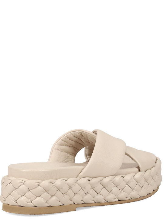Кожени Дамски Сандали Flatforms Бели