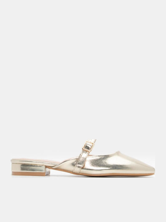 Flat Mules in Gold Color