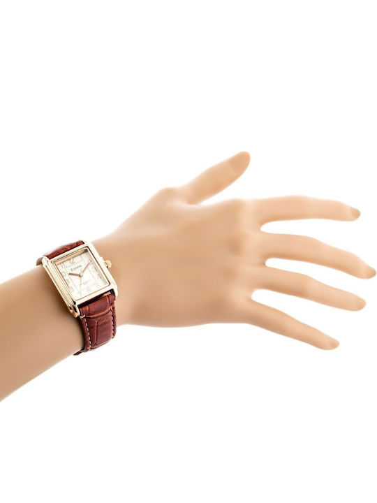 Extreim Damen Uhr mit Braun Lederarmband