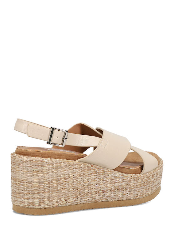 Women's Ankle Strap Platforms Beige