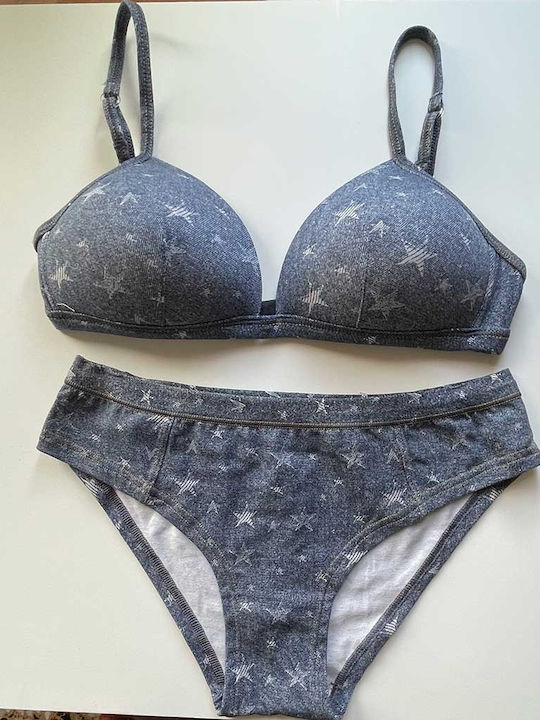 Jadea Underwear Set with Bra & Slip Blue