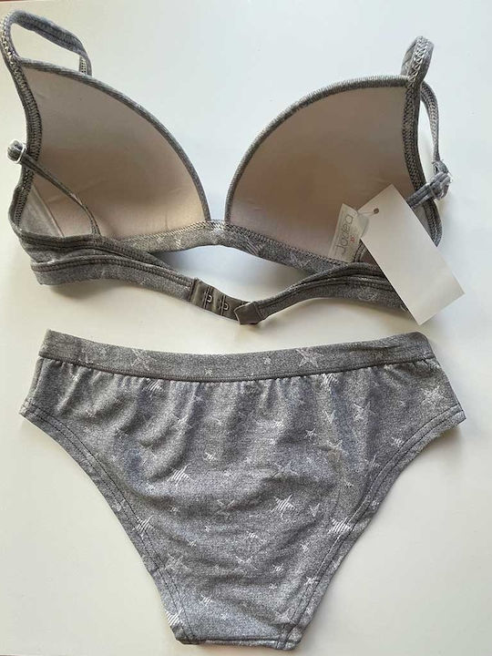 Jadea Σετ Εσωρούχων Σουτιέν με Slip Γκρι