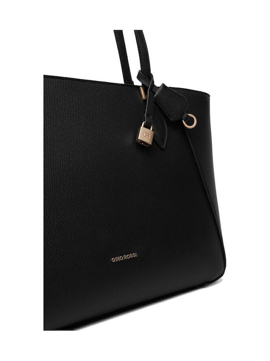 Stoff Damen Schultertasche Schwarz