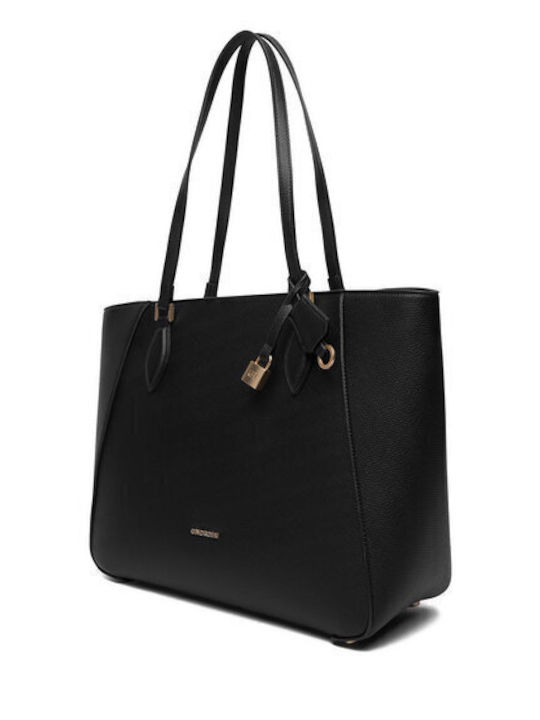 Stoff Damen Schultertasche Schwarz