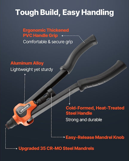 Vevor MLMQSDSBS17I4Q3HD001V0 Riveter Gun Length 420mm Set