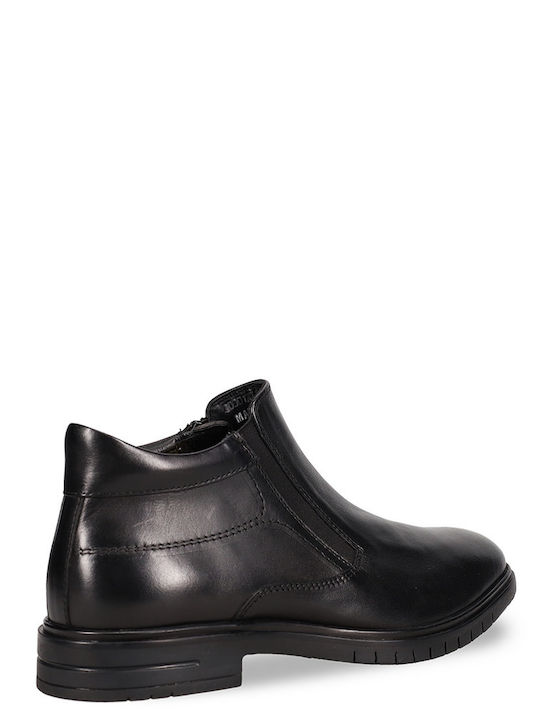 Leather Black Men's Boots with Zipper