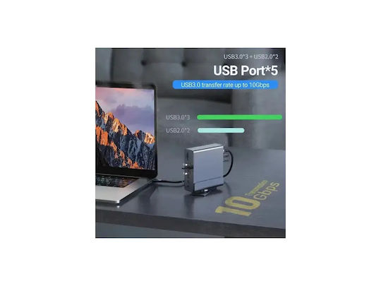 Nordic USB-C Docking Station mit HDMI/DisplayPort 4K PD Ethernet und Verbindung 3 Monitore Gray (DOCK-221)