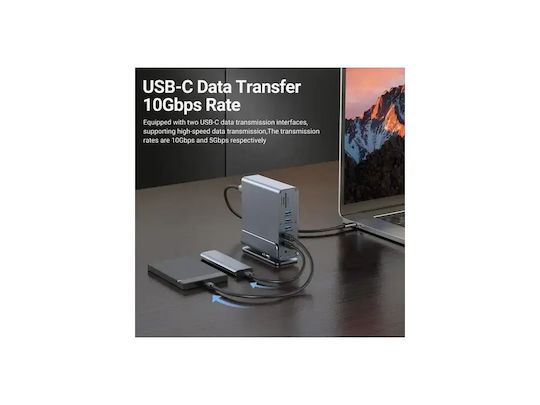 Nordic USB-C Docking Station mit HDMI/DisplayPort 4K PD Ethernet und Verbindung 3 Monitore Gray (DOCK-221)