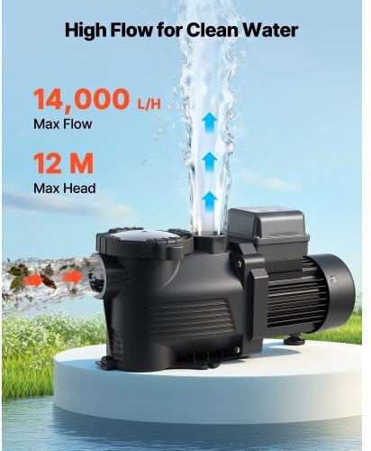 Vevor Pompa De Apă Pentru Piscină Cu Filtru Cu O Singură Fază Cu Alimentare Maximă 14000 Lt/h