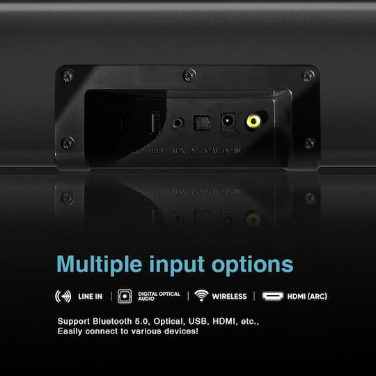 Sonic Gear Sonicbar Soundbar Bluetooth and HDMI 70W with Remote Control Black