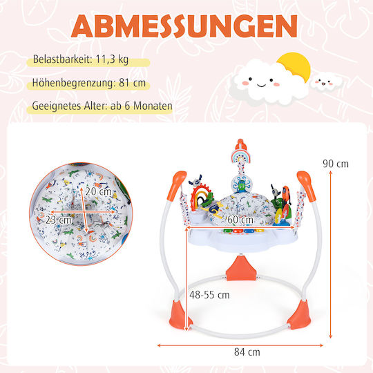 Costway Baby Jumper από Ύφασμα με Μουσική, Φως και Ήχους για 6+ Μηνών