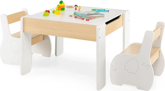 Kids Table and Chairs Set for Painting made of Wood White Costway