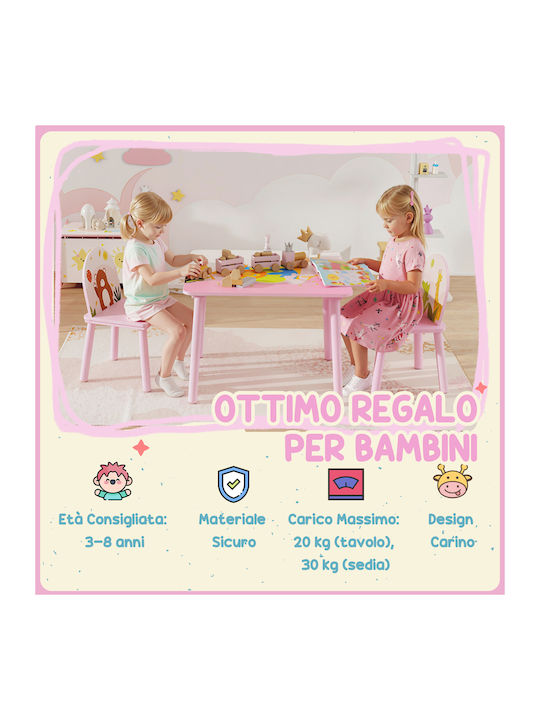 Kids Table and Chairs Set for Painting made of Wood Pink Aiyaplay
