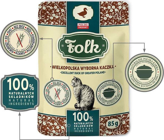 Wet Food for Cats in Pouches with Duck Grain-Free 85gr