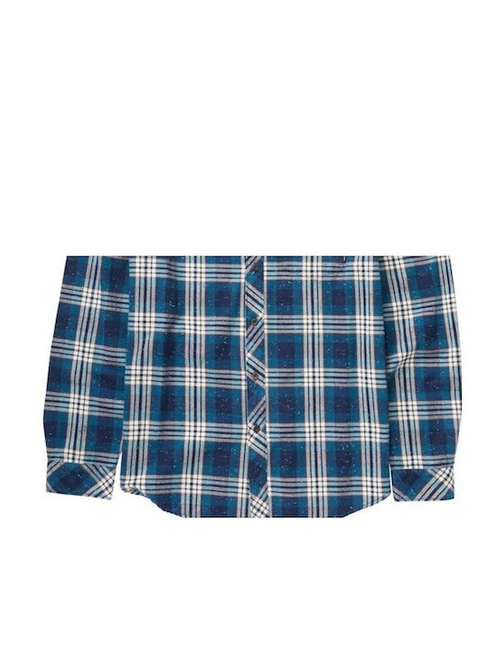 Long-sleeved Flannel Shirt Checked Navy