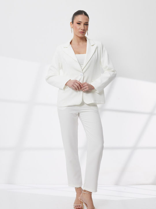 Damen Weiß Set mit Hose in Lockerer Passform