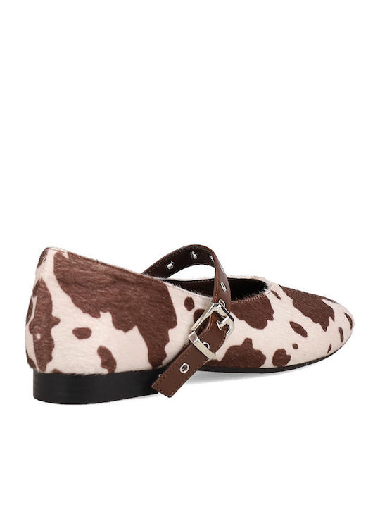 Leopard Ballerinas White