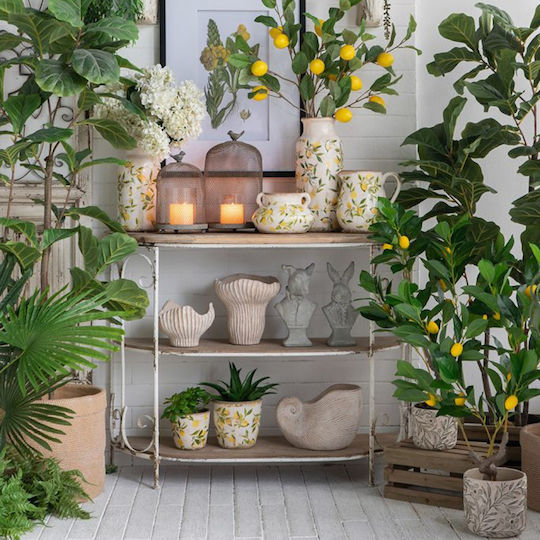 Artekko Lemon Tree Πράσινο Τεχνητό Δέντρο Λεμονιάς Μαύρη Γλάστρα 30x30x80 Cm