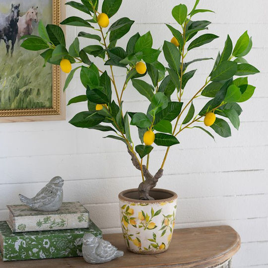 Artekko Lemon Tree Πράσινο Τεχνητό Δέντρο Λεμονιάς Μαύρη Γλάστρα 30x30x80 Cm