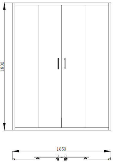 Piccadilly Cabinet Duș cu Glisare Ușă 185-190x180cm Sticlă transparentă Chrome