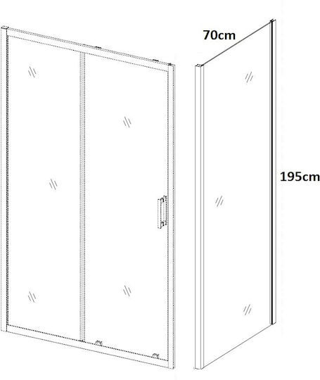Piccadilly Fixed Side for Shower 70x195cm Clear Glass Black