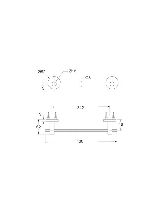 Piccadilly Single Wall-Mounted Bathroom Rail Black