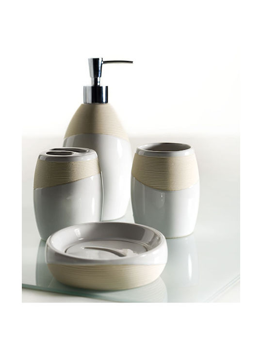 Bronze Art Dispenser Ceramic White