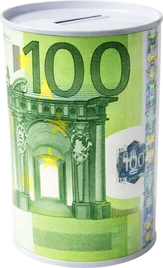 Κουμπαράς Mεταλλικός Σχεδιο Χαρτονόμισμα 100 Ευρώ 12cm